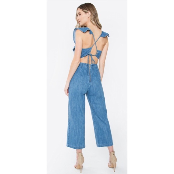 🆕 Ruffled Jean Jumpsuit - Picture 3 of 4